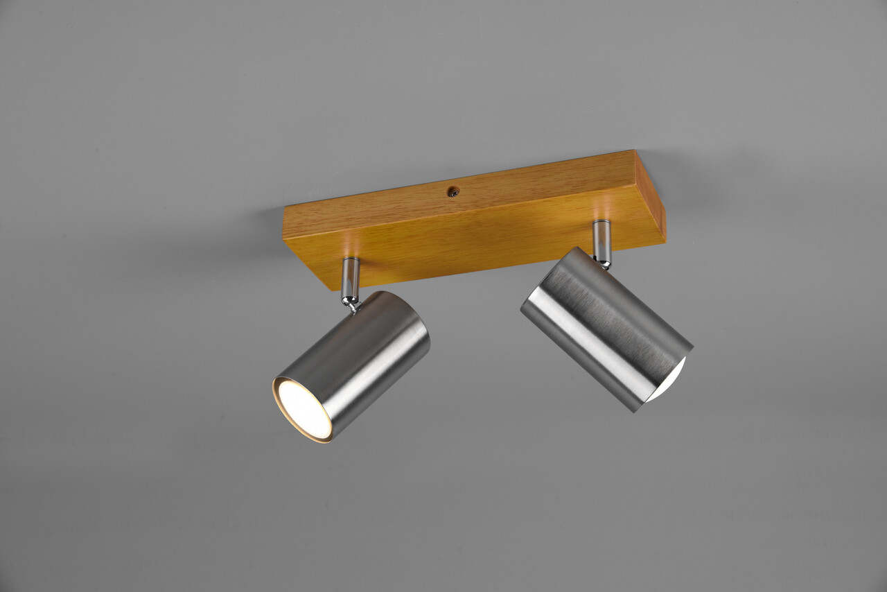 Plafoniera Marley, TRIO, 26x9x16 cm, 35W, 2x GU10, metal, argintiu mat/natur - imagine 4